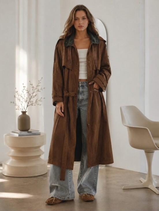 David Benjamin Jackets & Blazers - Vintage David Benjamin Designer Collection Brown Suede Oversized Trench Coat